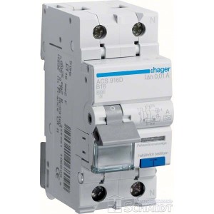 Hager ACS916D - FI/LS-Schalter, 1P+N, 6kA, Typ A, B-16A, 10mA, QuickConnect 
