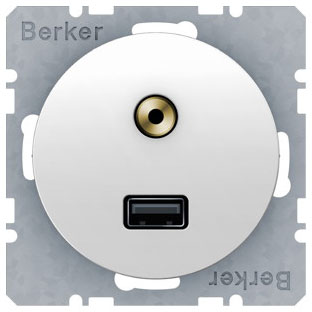 Berker USB/3,5 mm Audio Steckdose (polarweiß glänzend) 