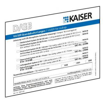 Kaiser Schott-Kennzeichnungsschild DE/GB/FR/IT 
