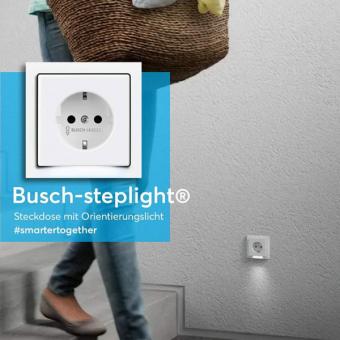 Busch-steplight SCHUKO® Steckdosen-Einsatz mit LED-Orientierungslicht  (studioweiß) | Elektroversand Schmidt GmbH