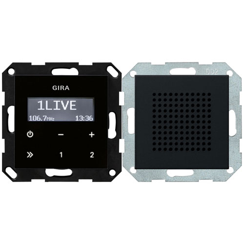 Gira Unterputz-Radio RDS mit einem Lautsprecher (schwarz matt) |  Elektroversand Schmidt GmbH