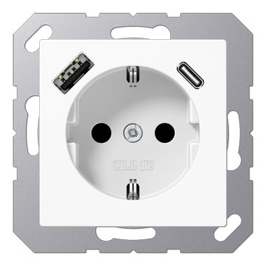 Jung SCHUKO-Steckdose mit USB-Ladegerät Typ C+A (alpinweiß) |  Elektroversand Schmidt GmbH