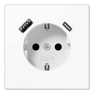 Jung SCHUKO-Steckdose mit USB-Ladegerät Typ C+A (alpinweiß) |  Elektroversand Schmidt GmbH