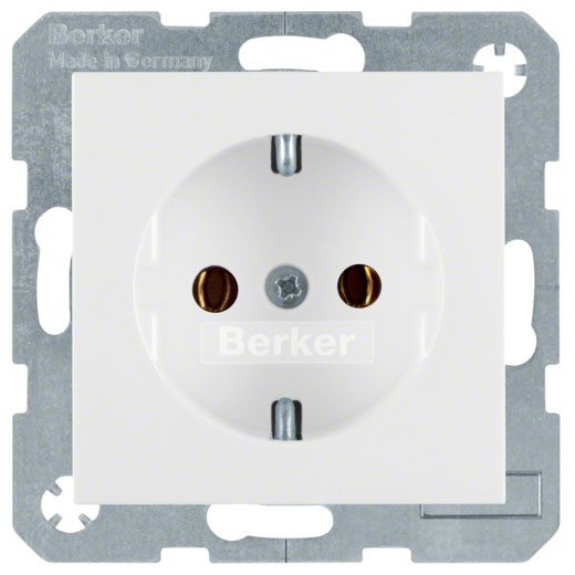 Berker SCHUKO-Steckdose mit Schraubklemmen (polarweiß, glänzend) |  Elektroversand Schmidt GmbH