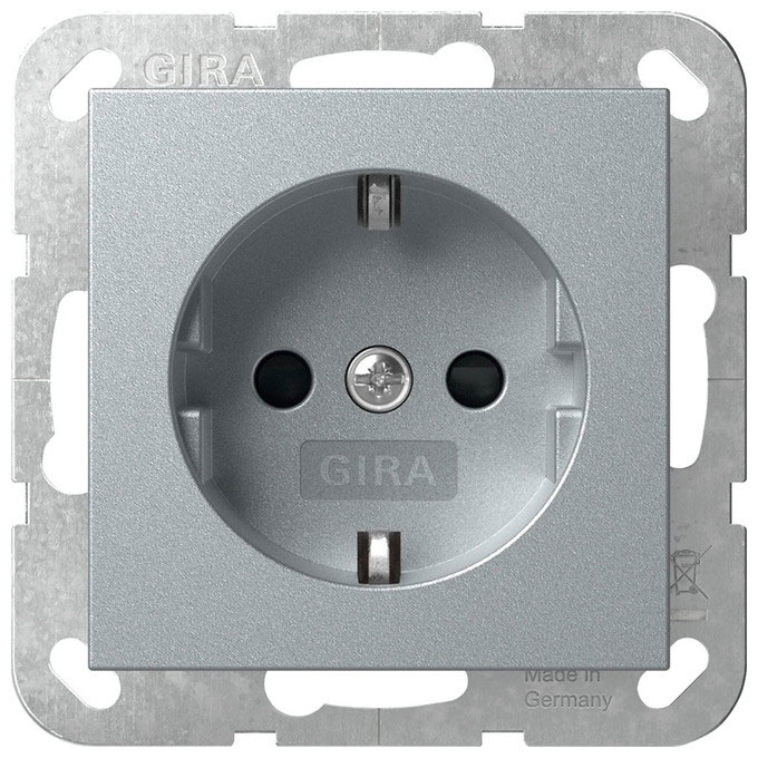 Gira SCHUKO-Steckdose 16 A 250 V~ mit Shutter (alu) | Elektroversand  Schmidt GmbH